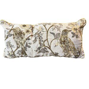 Beaded Embroidered Bird Decorative Pillow 24"x12" Beige/Gold Polyester